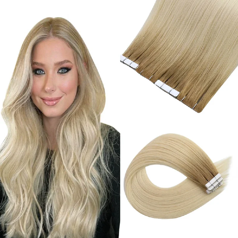 [NEW] Virgin Hair Injection Tape Hair Extensions Balayage Blonde #R12T60