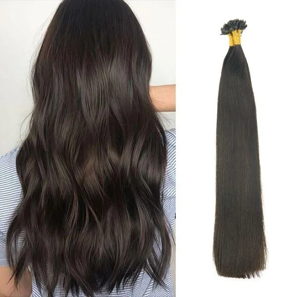 Virgin Hair Keratin U Tip 100% Human Hair Extensions Darkest Brown  #2