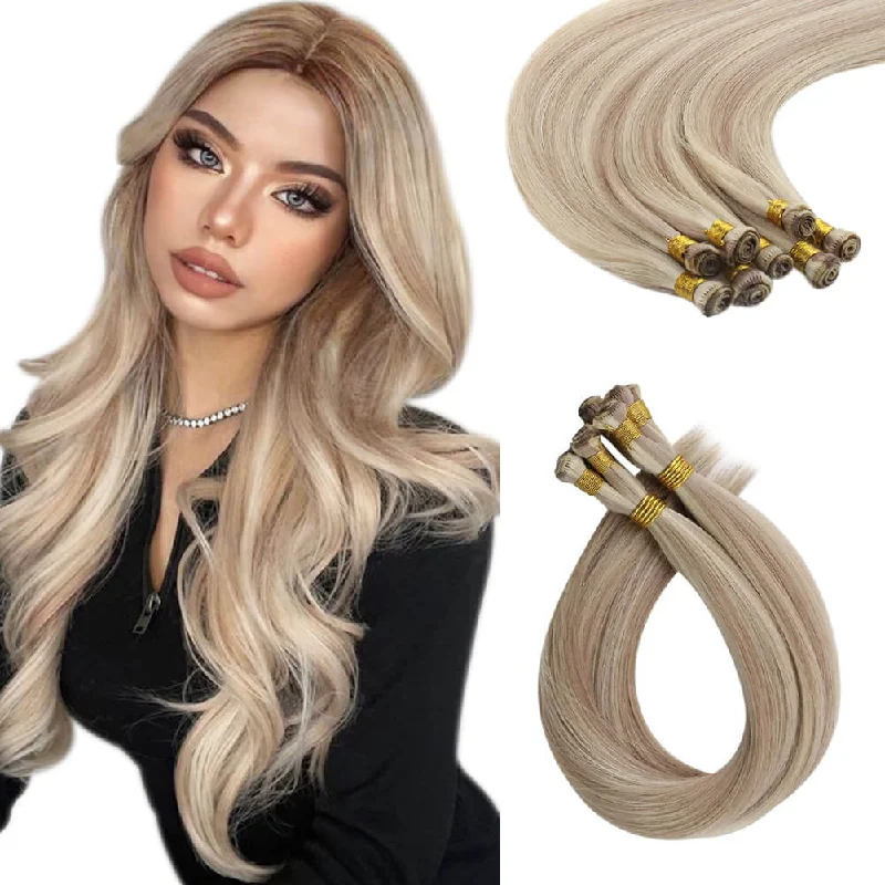 Vivien Virgin+ Hand-tied Real 100% Human Hair Weft Highlithed Shine Hair 18/613