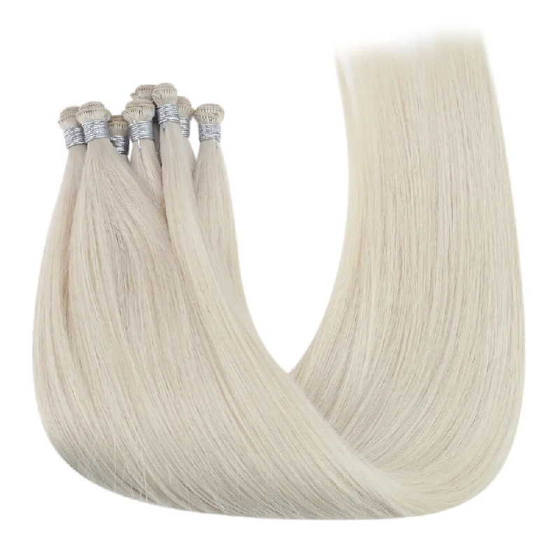 Vivien Virgin+ Hand-tied Real Human Hair Weft Natural Hair Platinum Blonde #60a