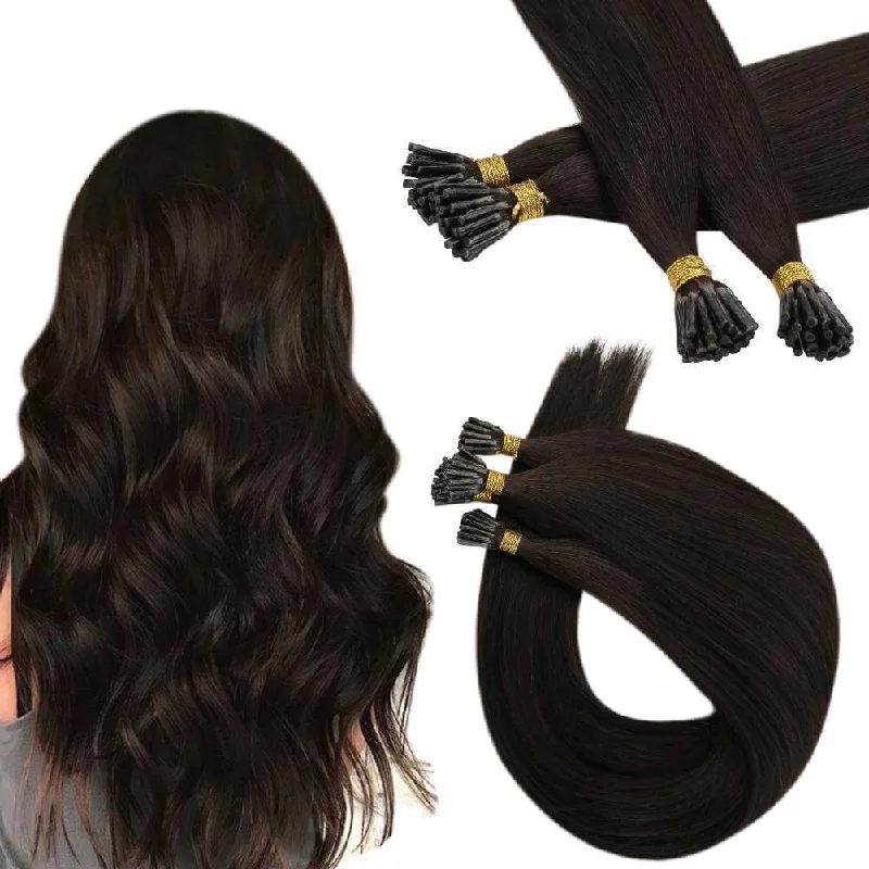 I-Tip Human Hair Extensions Medium Brown Silky Straight Virgin Hair Extension Pre-bonded Hair For Women #4