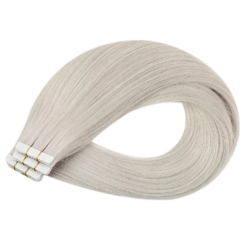 Tape in Hair Extensions Real Human Virgin Hair Invisible Straight Hair White Blonde #1000