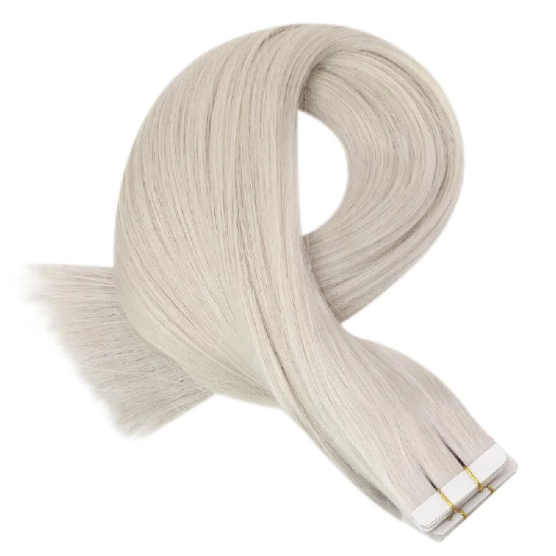 Tape in Hair Extensions Real Human Virgin Hair Invisible Straight Hair White Blonde #1000