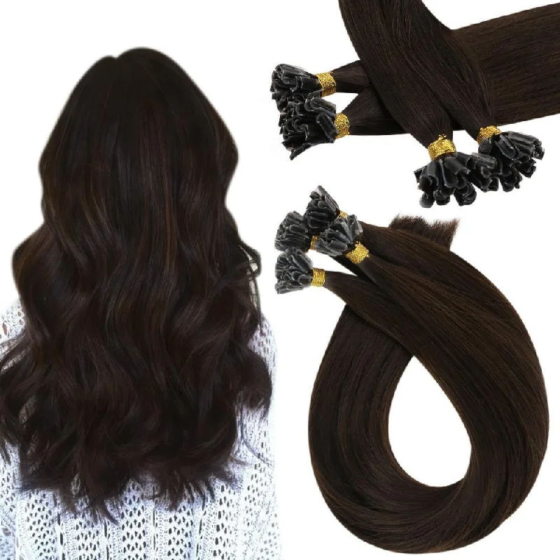 U tip Hair Extensions Darkest Brown Human Virgin Hair Keratin Hair Nail Tip Hair Extensions #2