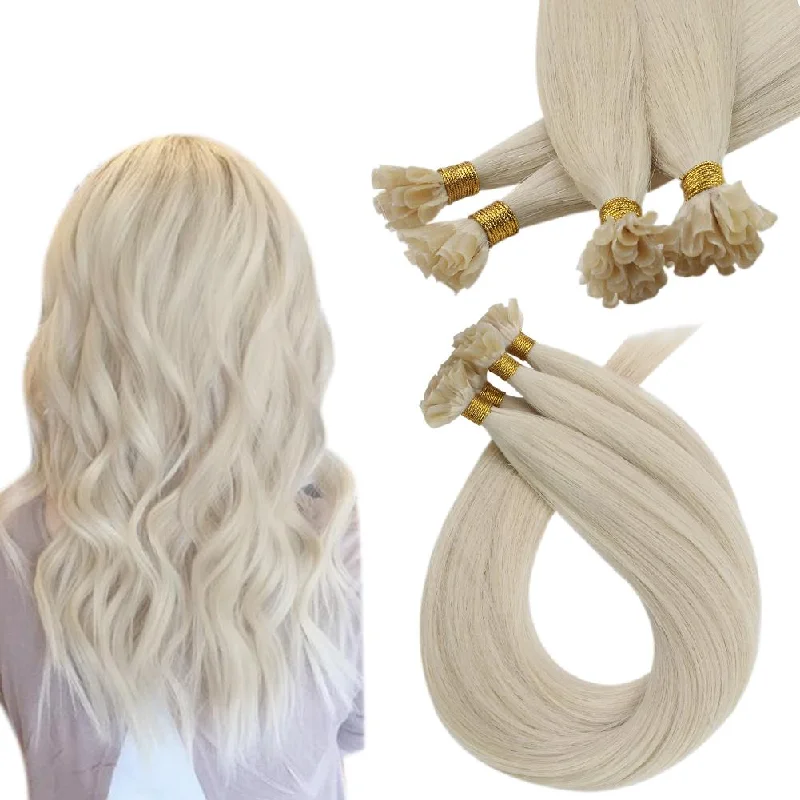 U tip Hair Extensions Platinum Blonde Human Virgin Hair Keratin Hair Nail Tip Hair Extensions #60