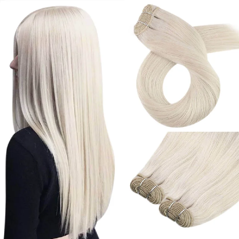 Moresoo White Blonde Virgin Bundles Weft Sew In Human Hair Wefts (#1000)