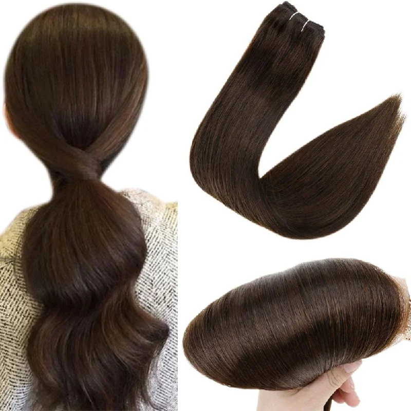 Sunny Hair Machine Weft Virgin Human Hair Weft Extensions Dark Brown for Short Hair #4