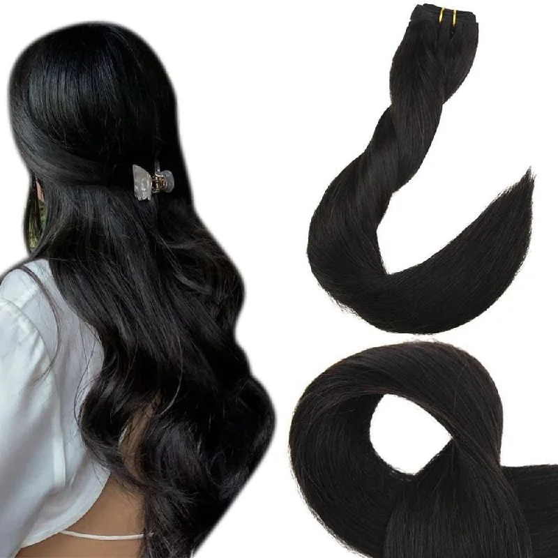 Sunny Hair Virgin Hair Sew in Weft Human Hair Extensions Natural Black  #1B