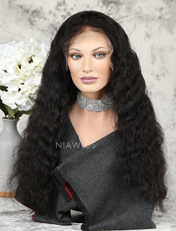 Water Wave Human Hair Glueless Full Stretchable Wigs With Baby Hair