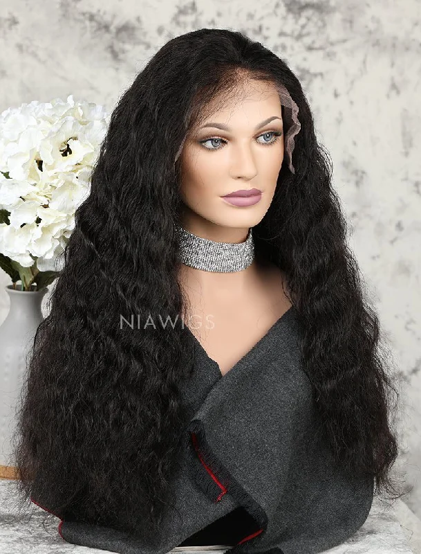 Water Wave Human Hair Lace Front Wigs With Natural Hairline