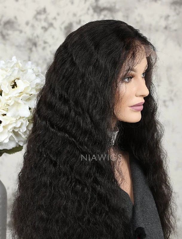 Water Wave Human Hair Lace Front Wigs With Natural Hairline