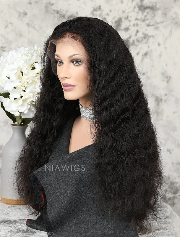 Water Wave Human Hair Lace Front Wigs With Natural Hairline