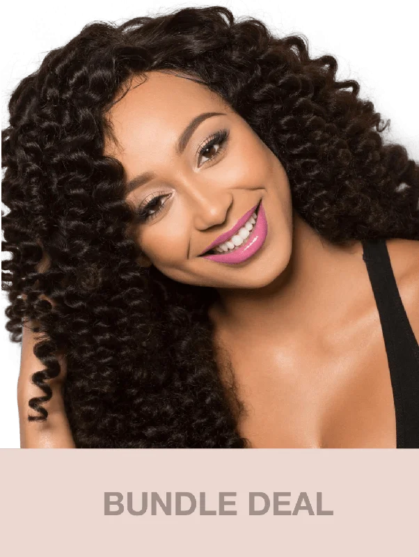 Kaye's Fab Virgin Mongolian Tight Curly (Kinky Curly) Human Hair Extensions Wigs For Women - BUNDLE DEAL