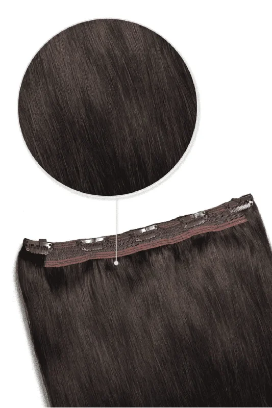 Dark Brown (#3) Quad Weft Clip In One Piece Hair Extensions