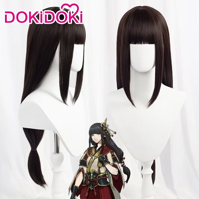 【Ready For Ship】【Last Batch】DokiDoki Game Monster Hunter Rise Hinoa The Quest Maiden Cosplay Wig Long Black Wig