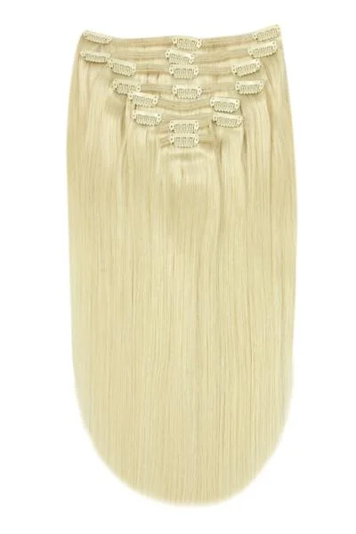 Full Head Remy Clip in Human Hair Extensions - Lightest Blonde (#60)